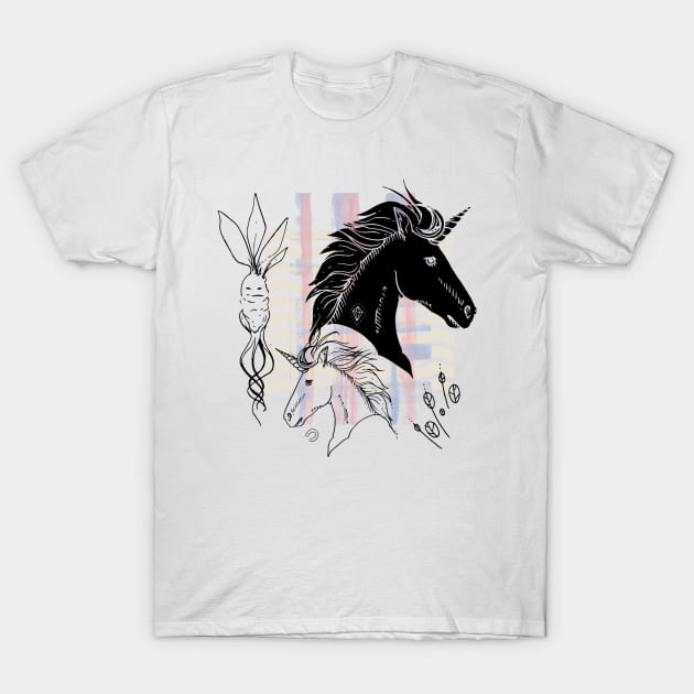 Unicorns - collage watercolor T-Shirt by NJORDUR